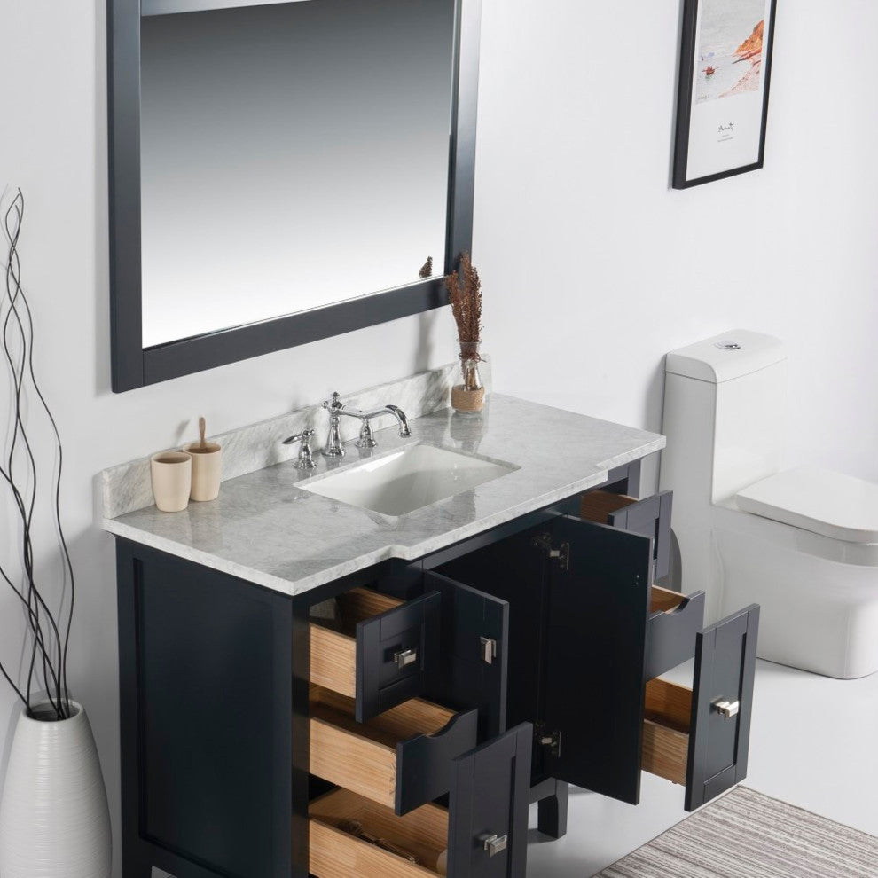 49" Single Vanity, Dark Gray, White Marble Top