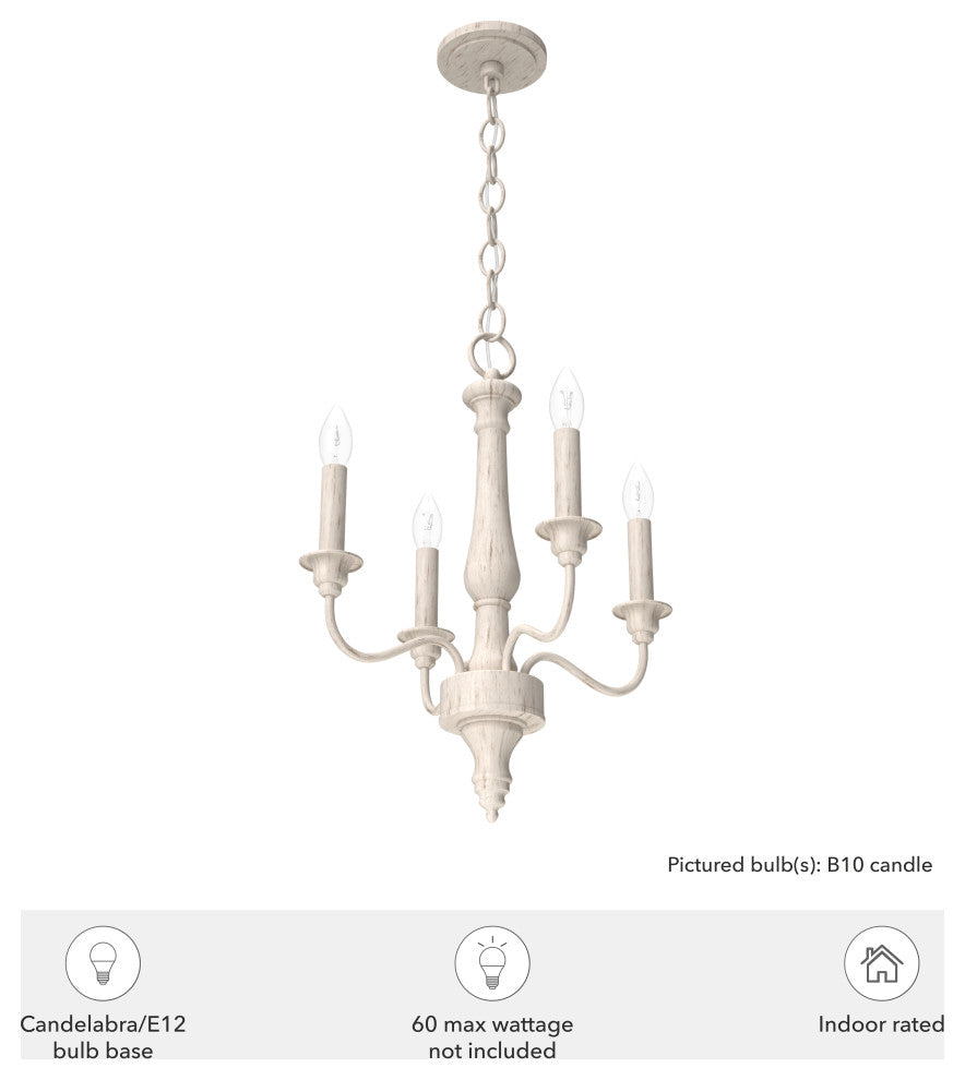 Teren Distressed White 4 Light Chandelier Ceiling Light Fixture