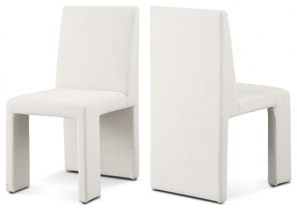 Benson Upholstered Dining Chair, Cream, Linen Texured Fabric