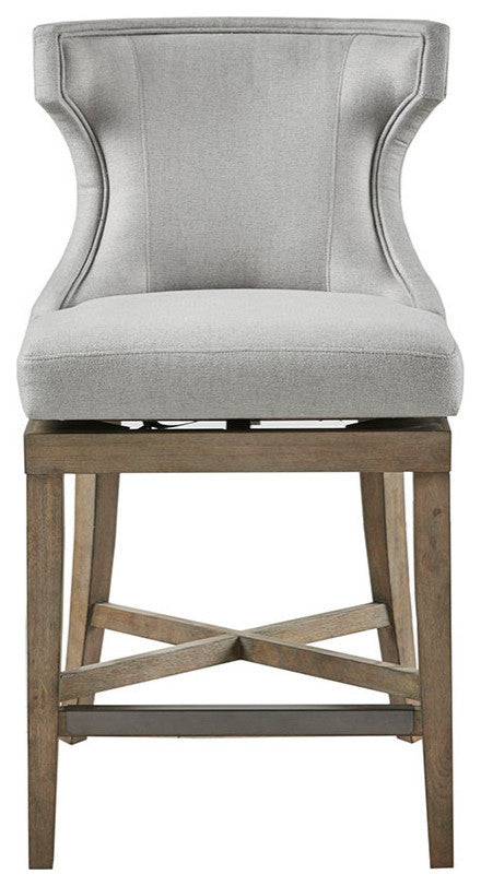 Madison Park Carson Counter Stool With Swivel Seat, Light Gray