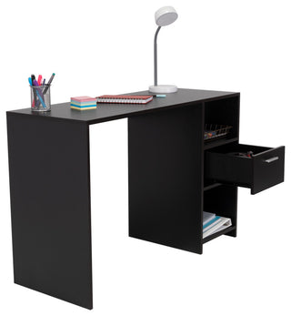 Arlington Computer Desk with Drawer, 2 Open Storage Shelves and Legs, Black