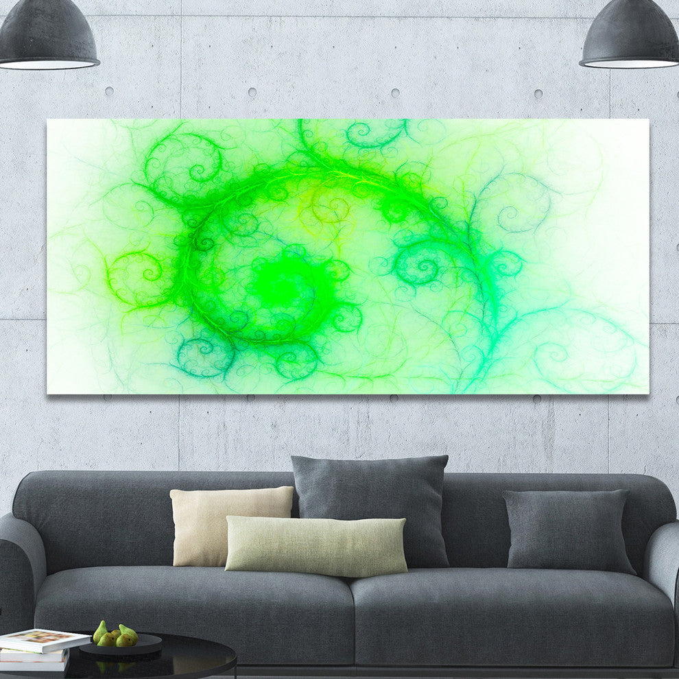 Beautiful Bright Green Pattern, Oversized Abstract Canvas Art Print, 60x28