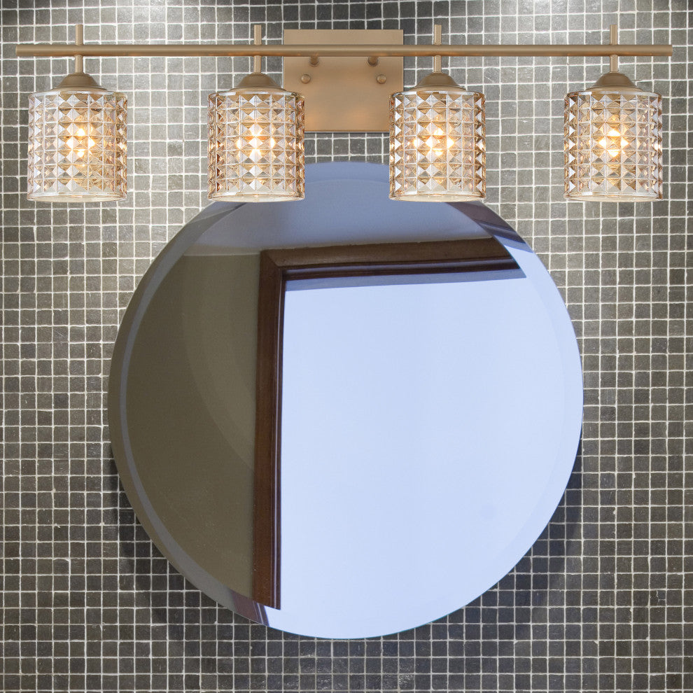Modern Elegant Cut Crystal 4-Light Vanity