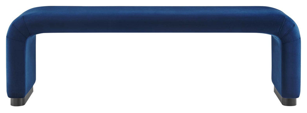Koda Performance Velvet Waterfall Long Bench - Black Midnight Blue