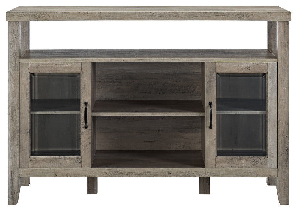 52" Wood Console High Boy Buffet, Gray Wash