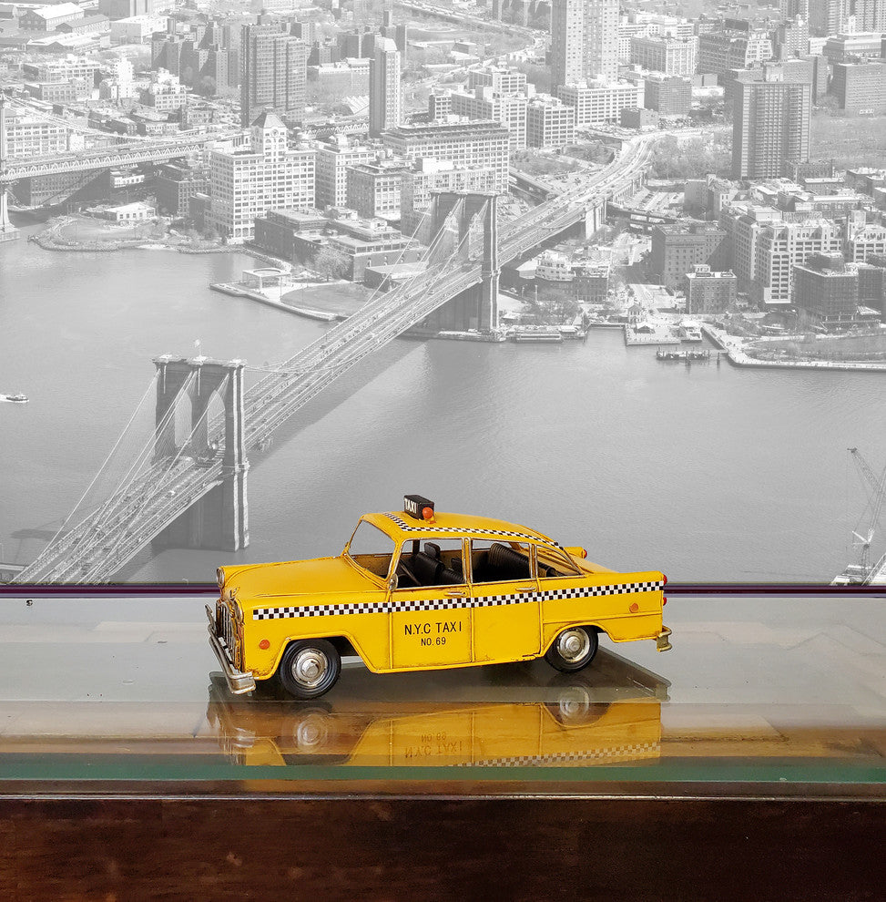 Handmade Classic New York City Taxi Model, Collectible Metal Scale Model Taxi