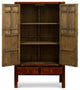 Vintage Elmwood Chinese Armoire with Carved Panels