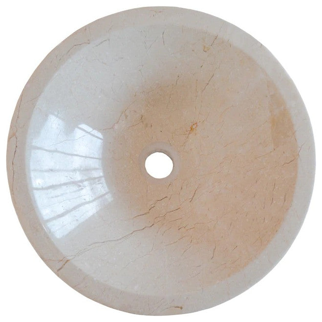 Crema Marfil Marble Natural Stone Tapered Sink High-Gloss Polished  (D)16" (H)6"