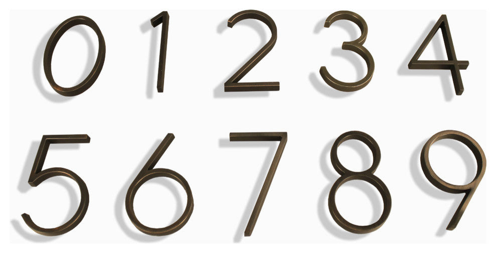 Floating House Number, Dark Bronze, Number 5