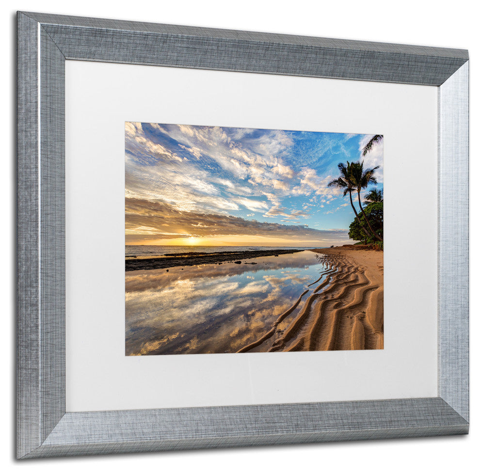 Pierre Leclerc 'Kauai Kailani Sunrise' Matted Art, Silver Frame, White, 20x16
