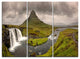 "Kirkjufell Waterfalls in Grundarfjordur" Metal Wall Art, 3 Panels, 36"x28"