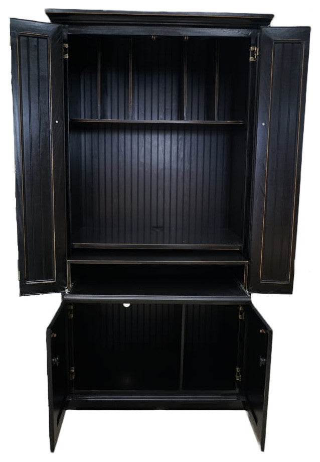 Eagle Furniture Coastal Computer Armoire Work Station, Antique Black