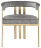 Marcello Upholstered Dining Chair, Gray, Velvet, Brushed Brass Finish