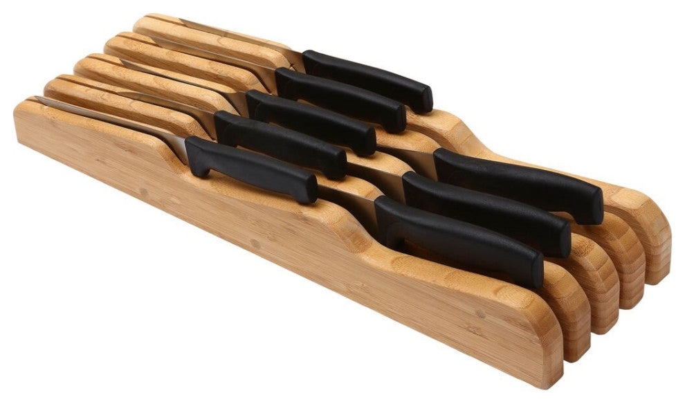 YBM Home In-Drawer Bamboo Kitchen Knife Block Holds 9 Knives