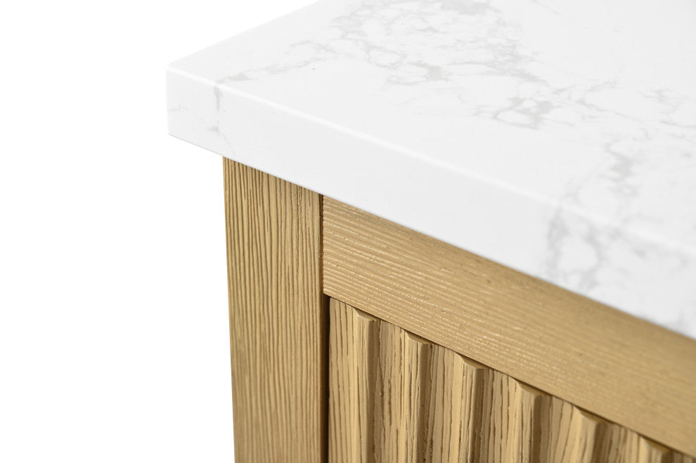 Vanity Art Freestanding Vanity, Natural Oak, 42", Single Sink, Golden Brushed