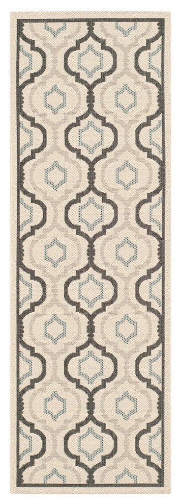 Safavieh Courtyard Cy7938-256A18 Beige, Black Area Rug, 2'4" X 14'0"