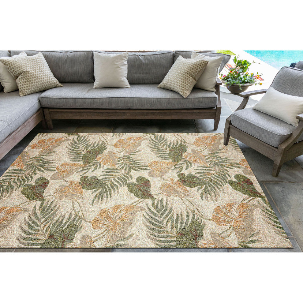 Ravella Tropical Leaf Indoor/Outdoor Rug Neutral, 5'x7'6"