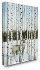Deer In Snow & Birch Trees Watercolor XXL Stretched Canvas Wall Art, 30"x40"
