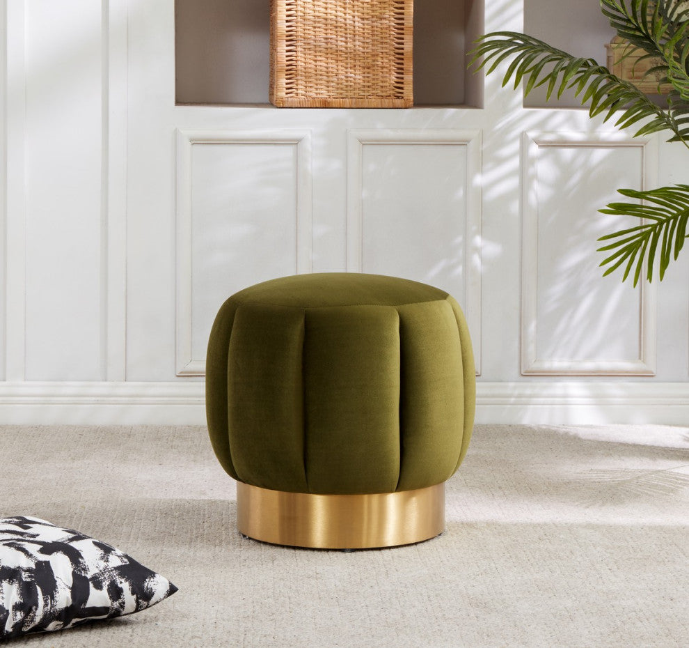 Safavieh Couture Maxine Channel Tufted Otttoman, Olive Green