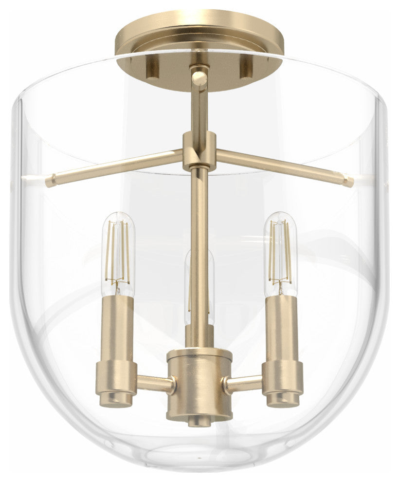 Sacha Alturas Gold 3 Light Flush Mount Ceiling Light Fixture