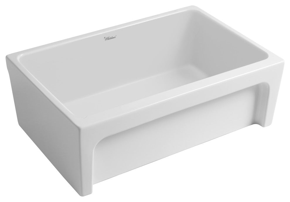 Whitehaus WHQ5530-M-WHITE Glencove Fireclay Kitchen Sink, Matte White