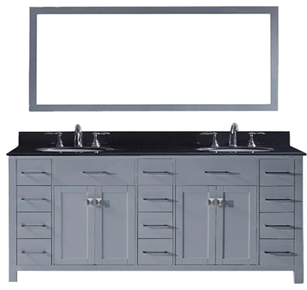 Caroline Parkway 78" Double Bathroom Vanity Set Gray, Granite Top