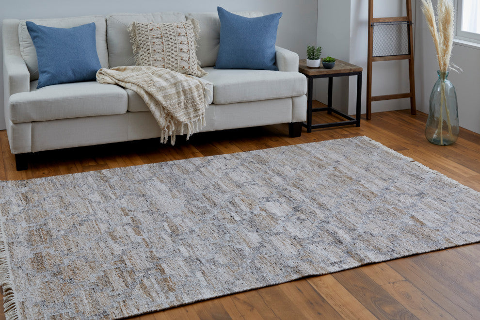 Weave & Wander Elstow Transitional PET Yarn Beige/Gray Rug, 5'x8'