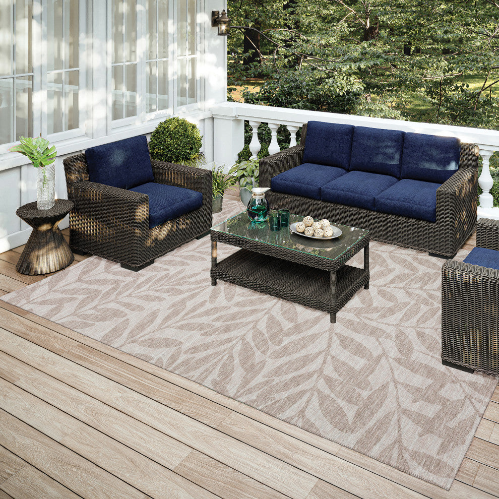 Indoor/Outdoor Sedona SN5 Putty Machine Washable 9' x 12' Rug
