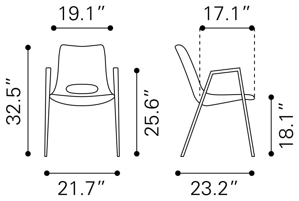 Desi Dining Chair, Set of 2 White/Gold