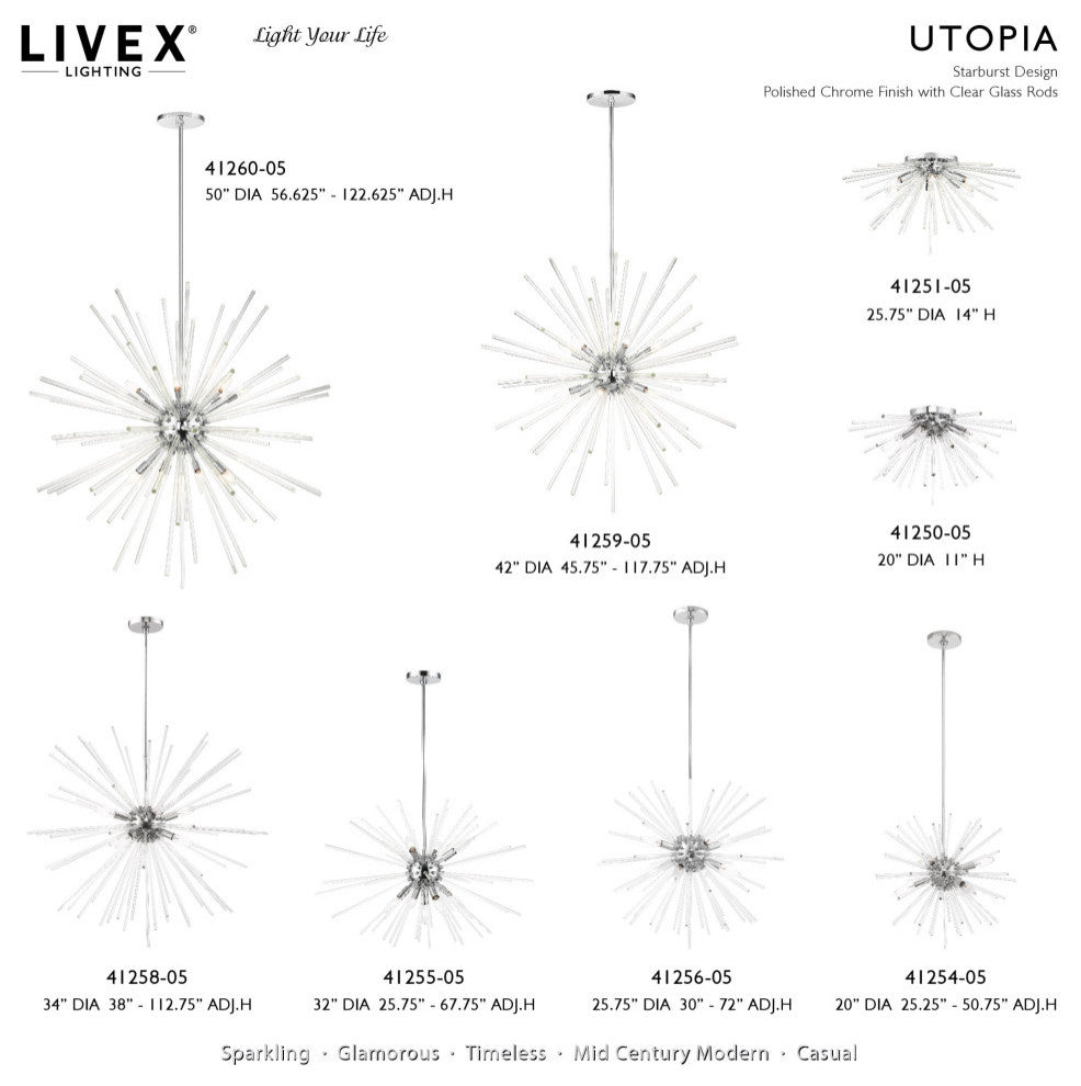 Utopia 9 Light Polished Chrome Large Pendant Chandelier