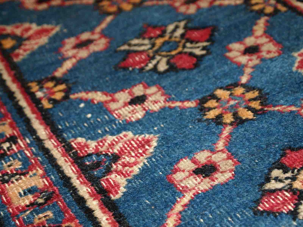 Handmade antique Persian Mashad runner 4.3' x 14' (132cm x 427cm) 1900s