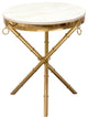 Marble Top Accent Table with Stainless Steel Crossed Legs, White  and Gold