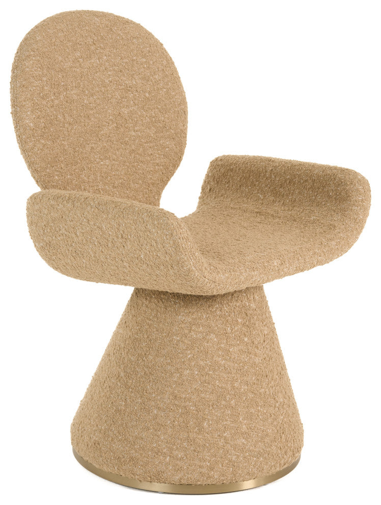 Modrest Neptune Contemporary Beige Fabric, Brushed Brass Dining Chair