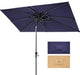 10' Navy Polyester Rectangular Tilt Market Patio Umbrella With Stand