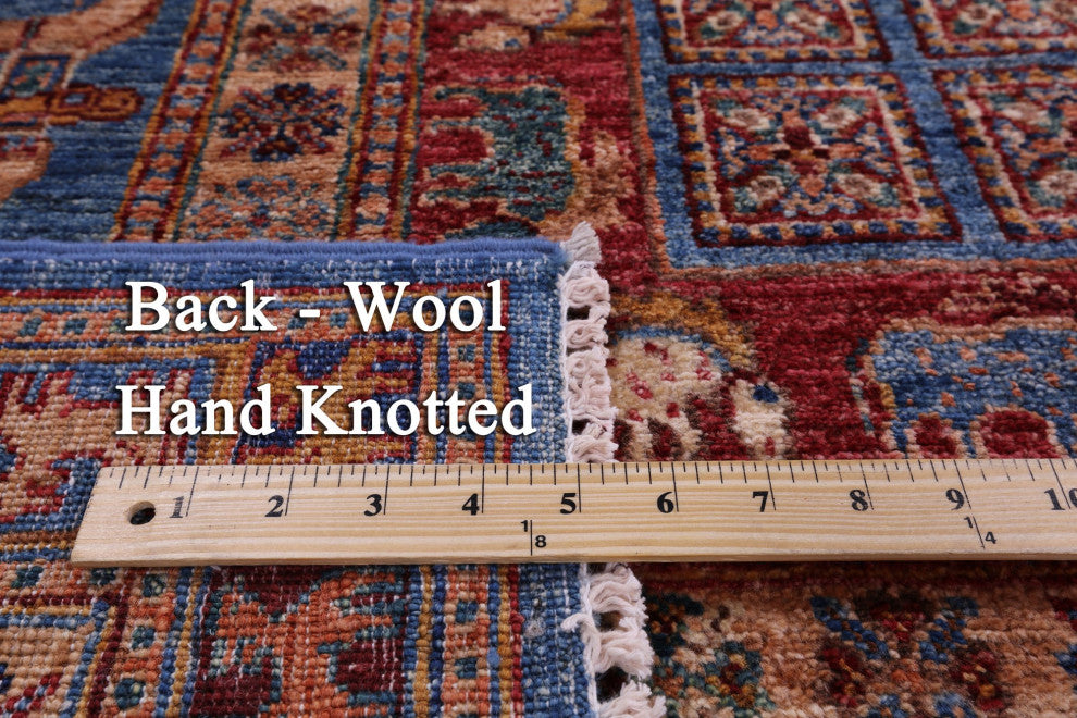 6' 7" X 9' 6" Handmade Antiqued Pazyryk Historical Design Wool Rug Q10915