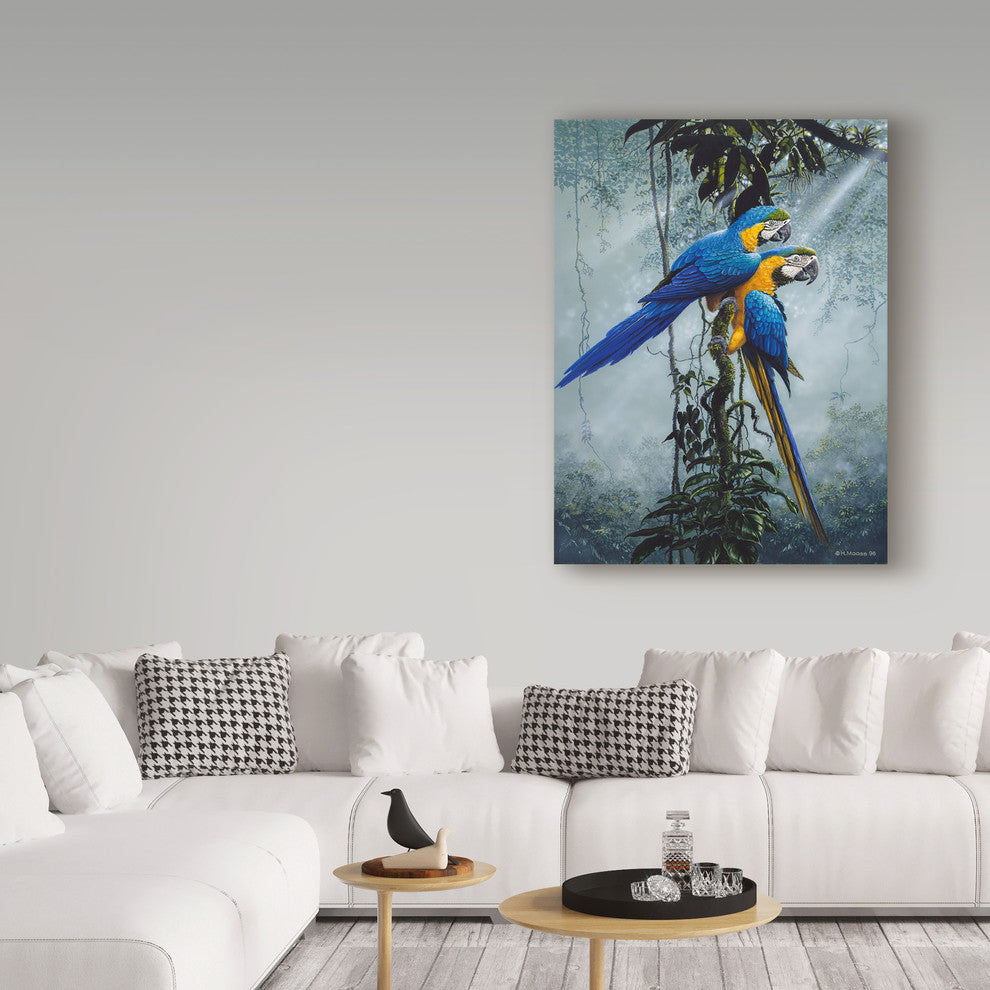 Harro Maass 'Blue And Yellow Macaws 2' Canvas Art, 24"x18"
