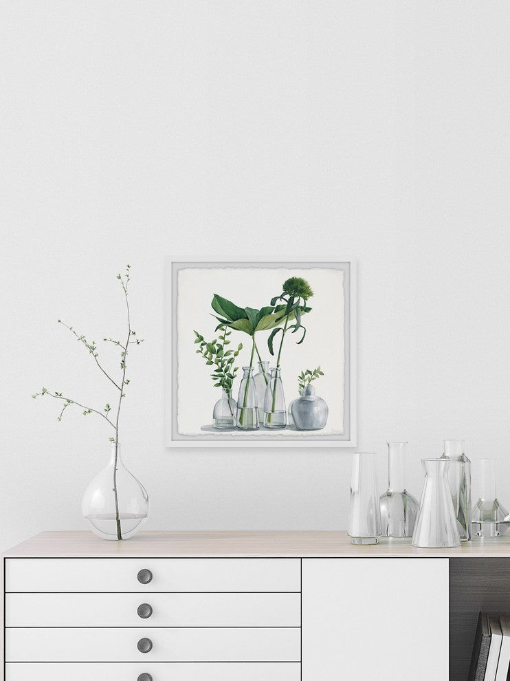 "Clear Greens" Framed Painting Print, 18"x18"