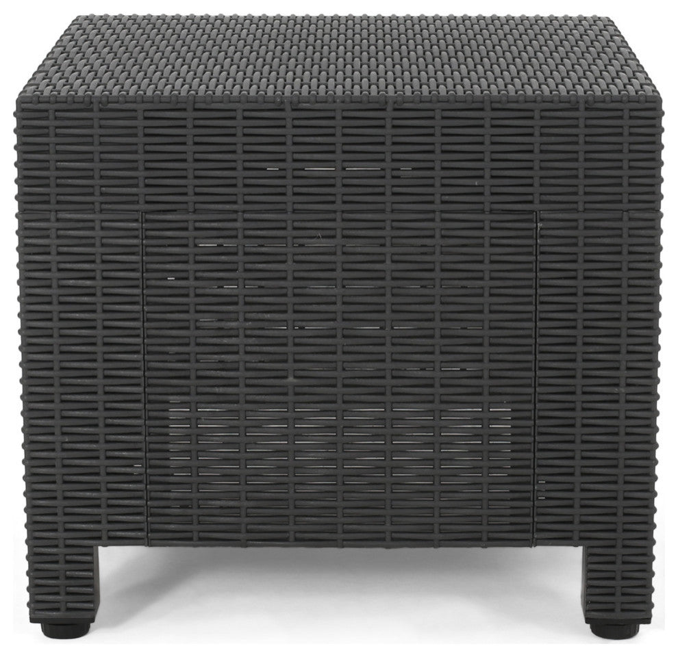 Dottie Outdoor Wicker Print  2 Seater Chat Set With Ottomans, Dark Gray/Gray