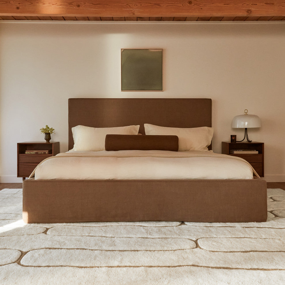 Nazco Abstract New Zealand Wool Area Rug, Cream 9'x12'