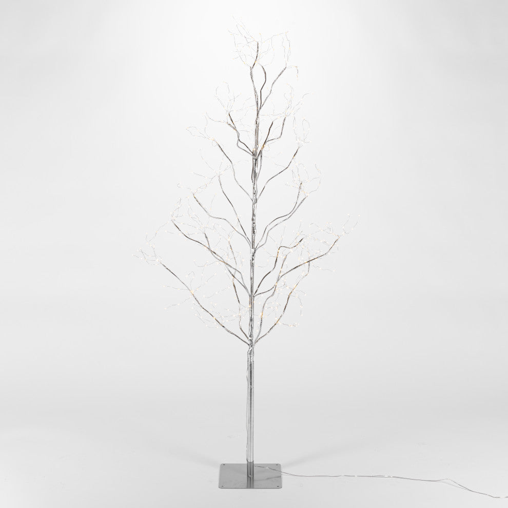 5' Silver PVC Wrapped Lighted Tree With 540 Micro LED Warm White Lights