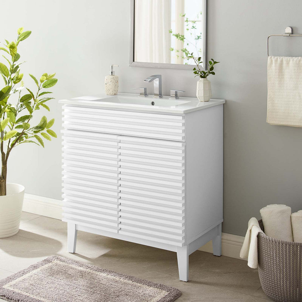 Render 30" Bathroom Vanity Cabinet, White White