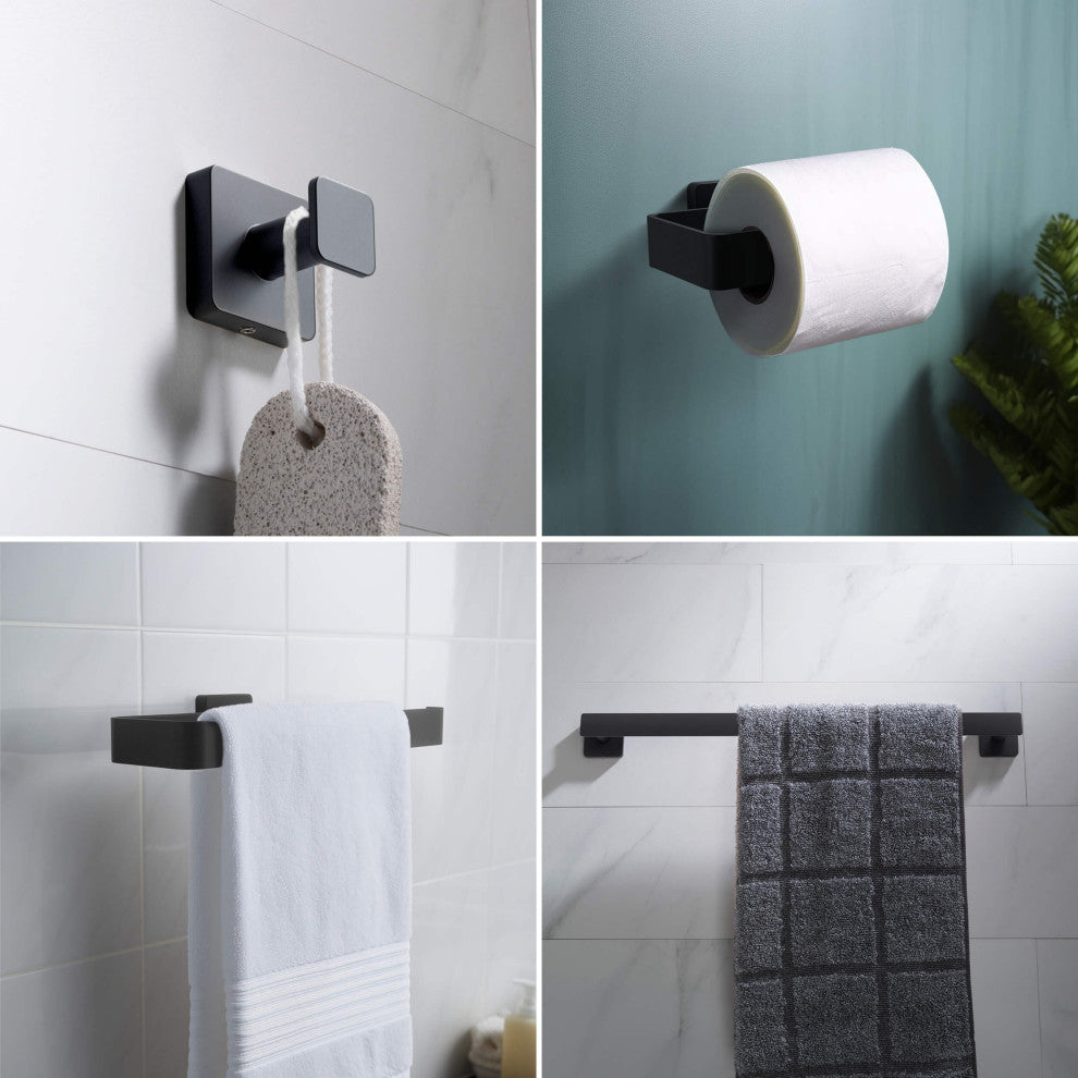 Blaze 5 Piece Bathroom Hardware Set, Matte Black