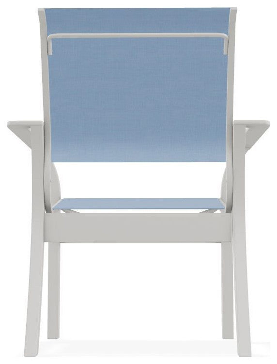 Leeward Sling Stackable Outdoor Dining Chair, Sky/Snow