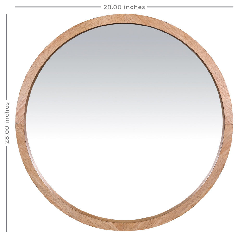 Minimalist Round Wooden Wall Mirror