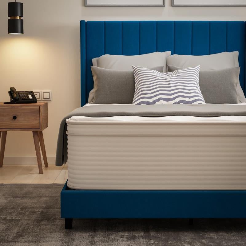 Vista14" Premium Memory Foam Hybrid Pocket Spring Mattress-Reinforced Edge, White, Queen
