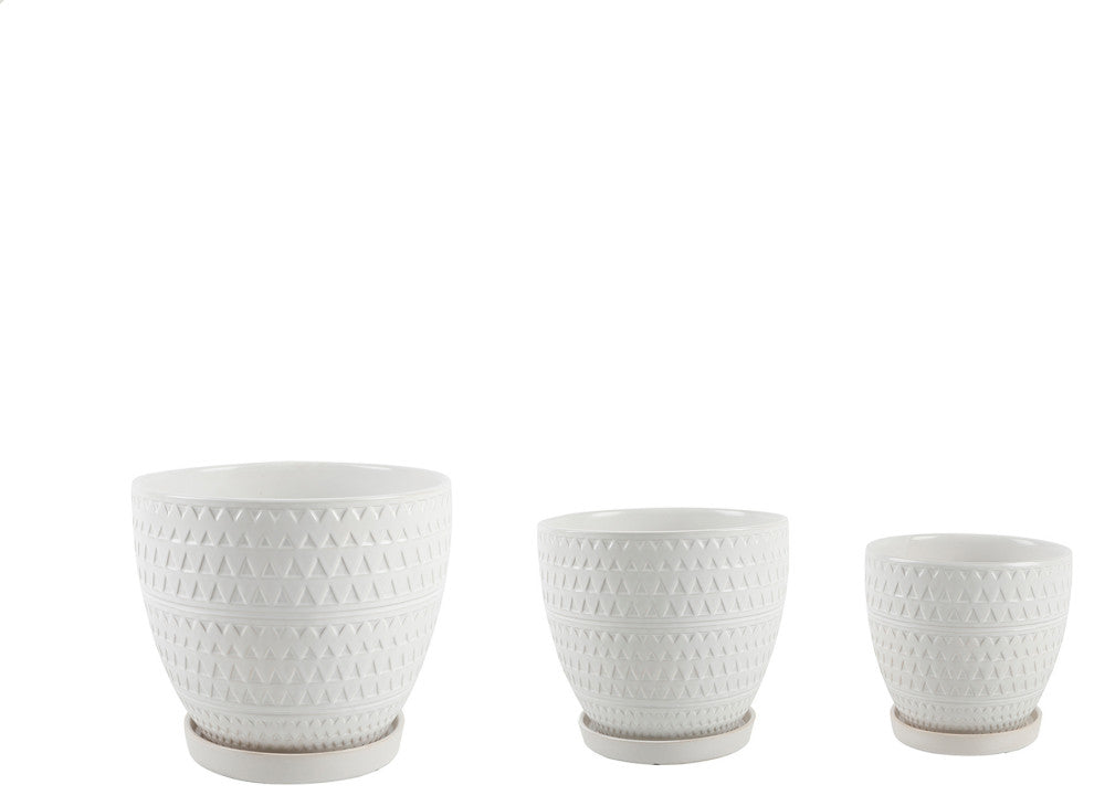 Mtwh Pharaoh Ceramic Pot On Saucer, Set of 3