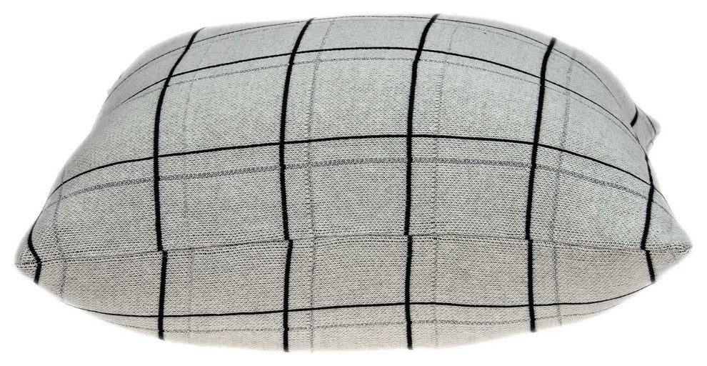 HomeRoots Large Scale Tan and Grey Plaid Cotton Accent Pillow Cover