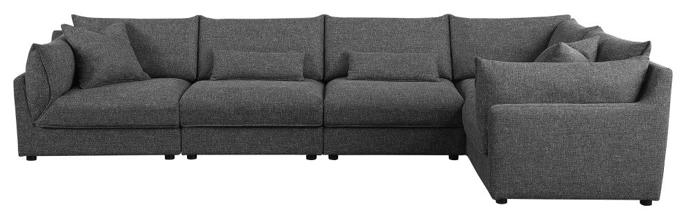 Sasha 5-piece Upholstered Modular Sectional Barely Black