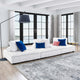 Modular Deep Tufted Sectional Sofa Set, White, Fabric, Modern, Cafe Hospitality