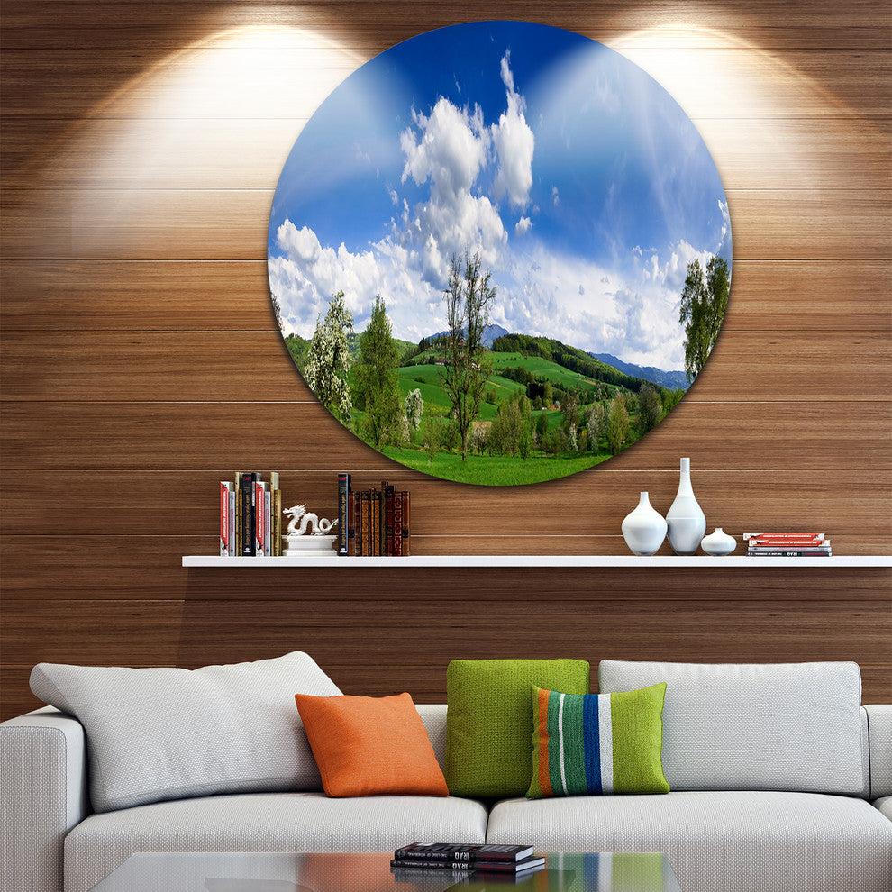 Green Blue Spring Landscape, Photo Disc Metal Wall Art, 23"